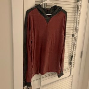 Lucky Brand Red and Grey Hooded Henley